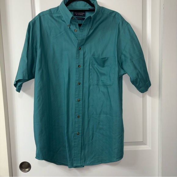 Roundtree & Yorke Other - Roundtree & Yorke Canyon Cloth 60% Cotton Teal Button Up Shirt Size L -Spring